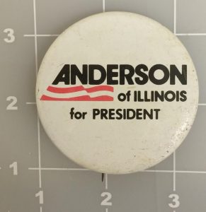 Anderson For President White, Black, And Red Campaign Button