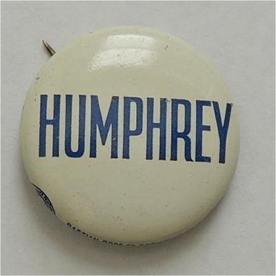 1972 original white Hubert Humphrey campaign button