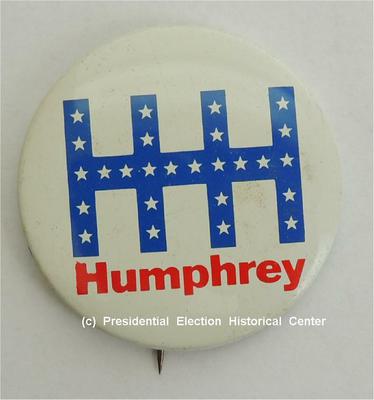 HHH Humphrey Campaign Button with white stars