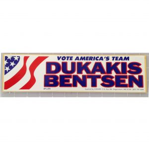 Vote Americas Team Dukakis Bentsen bumper sticker