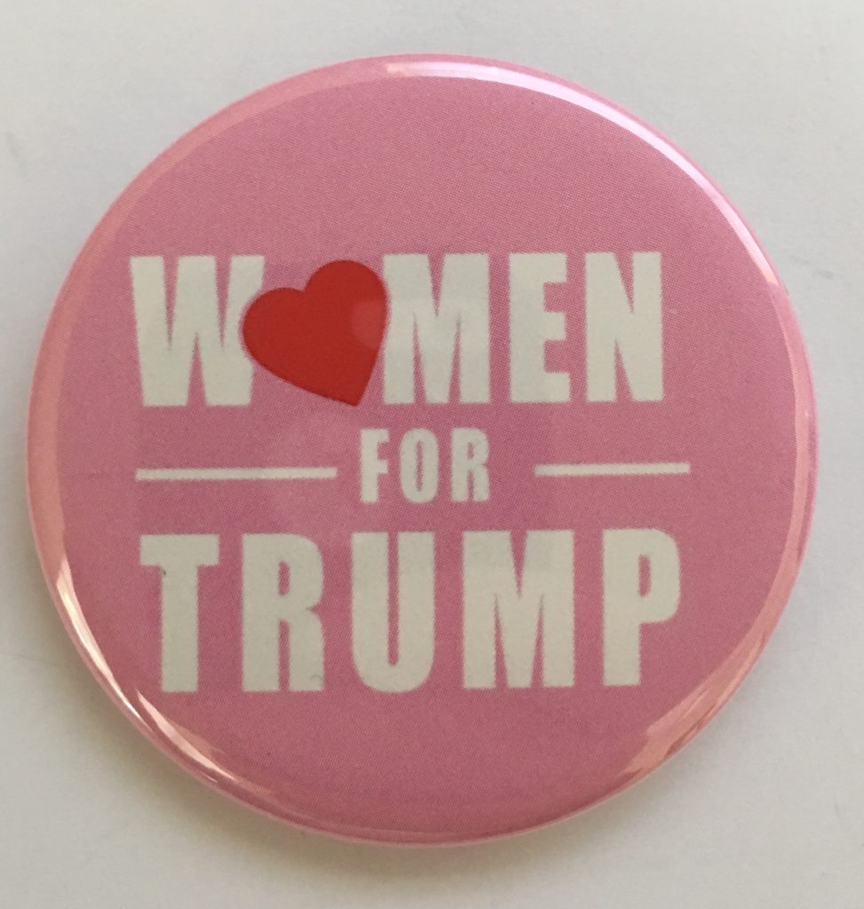 Women For Trump 2020 White & Pink 2.25 Inch Campaign Button Pin 