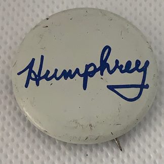 Humphrey white with blue cursive letters