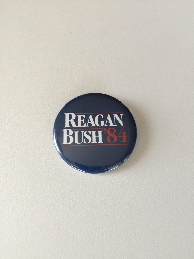 1-3/8" White 1984 'Reagan-Bush '84' Presidential Election Campaign Pinback 